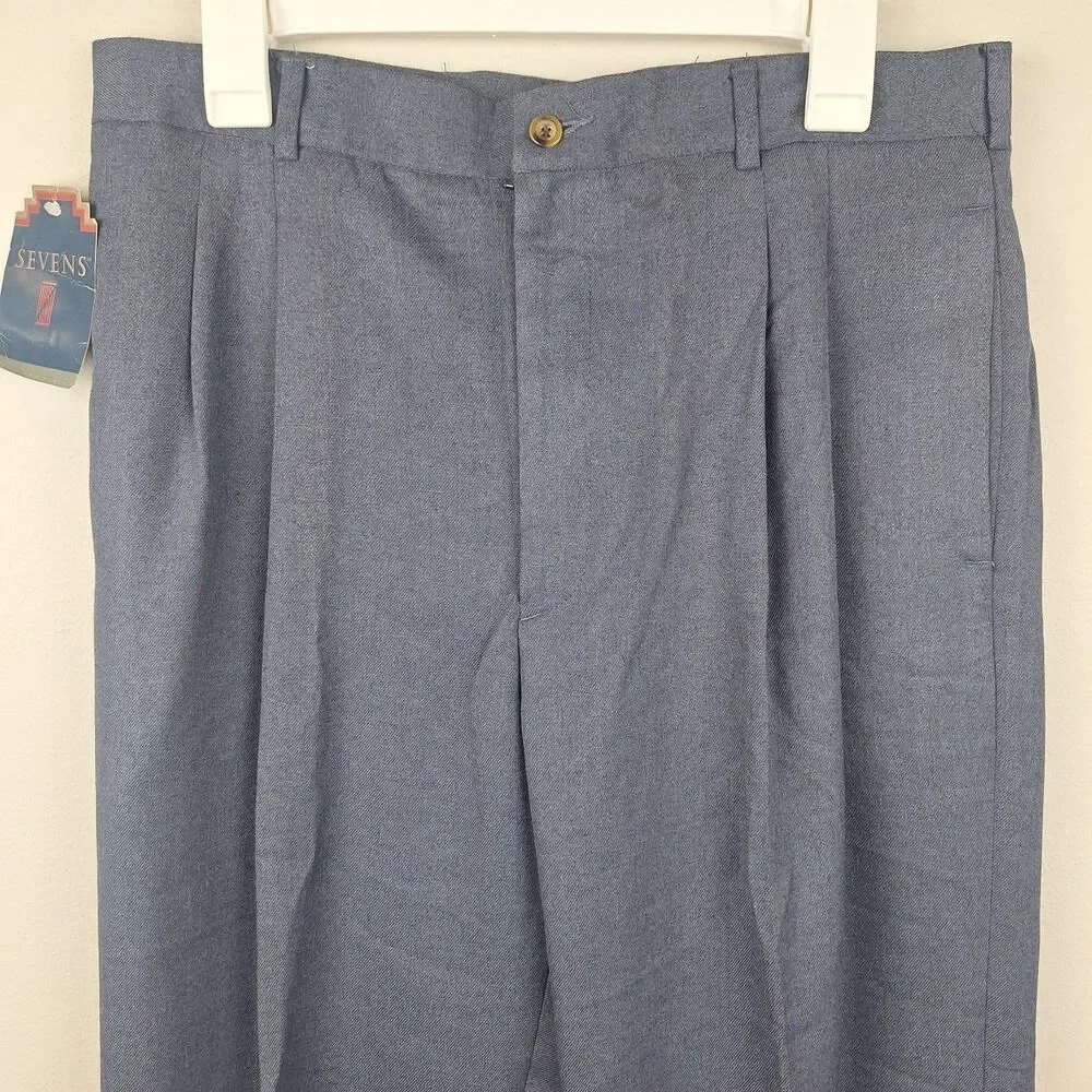 NWT Vintage Levi’s Sevens Mens Polyester Rayon Pleated Pants Gray 33x34